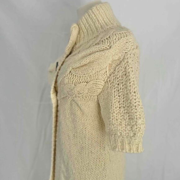 Free People Short Sleeve Cardigan Women XS Chunky Cable Knit Long Bohemian Retro - Picture 6 of 16